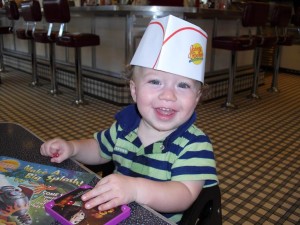 The boys had a ball coloring their hats, listening to 50's music, and eating french fries!